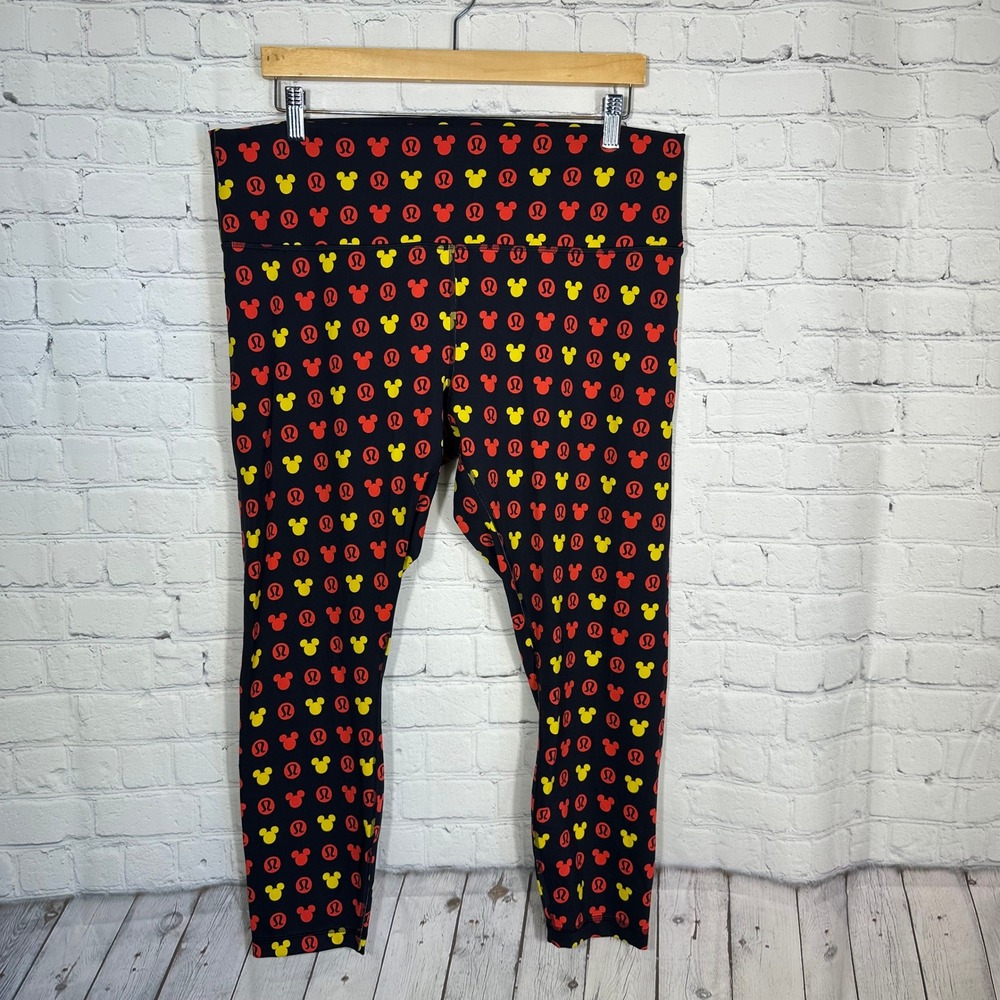 Lululemon Disney Mickey Mouse‎ Logo Leggings Black Red Yellow LW5FT7S Size 18